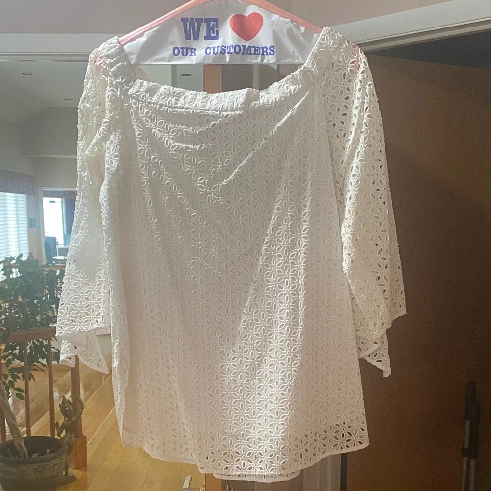 Tibi Ivory Eyelet Top Antonina - Picture 3 of 6